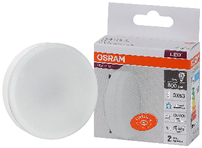 Лампа светодиодная LED 10 Вт GX53 6500К 800Лм таблетка 220 В (замена 75Вт) OSRAM
