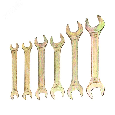 Набор ключей рожковых (6х7-16х17 мм), (упак - 6 шт.), желтый цинк, REXANT