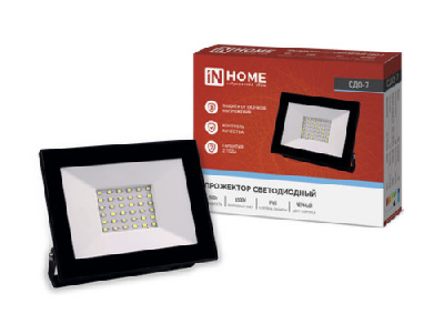 Прожектор светодиодный СДО-7 50 Вт 6500К IP65 черный IN HOME