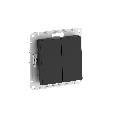 ATLASDESIGN AQUA 2-клавишный ВЫКЛЮЧАТЕЛЬ IP44, с  х.5, 10АХ, быстрозажимные клеммы, КАРБОН
