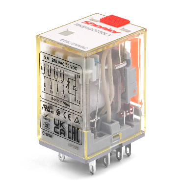 Реле промежуточное, тест-кнопка с блокировкой