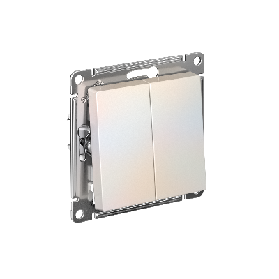 ATLASDESIGN 2-клавишный ВЫКЛЮЧАТЕЛЬ, сх.5, 10АХ, быстрозажимные клеммы, ЖЕМЧУГ