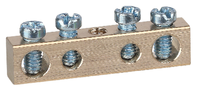 Шина NO-122-12 PEN земля-ноль 6х9мм 4/1 латунная с креплениями по центру