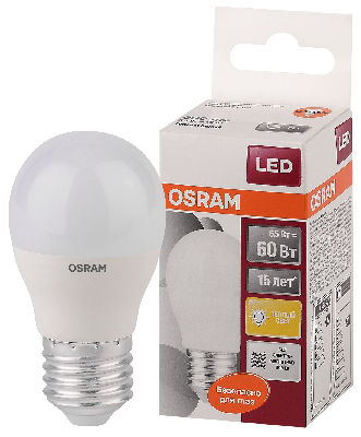 Лампа светодиодная LED 6,5Вт Е27 STAR ClassicP (замена 60Вт),теплый белый свет, матовая колба Osram