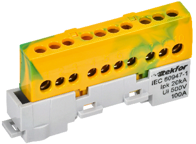 TEKFOR Шина PE земля изолированная на универсальном держателе 6х9-10-ЖЗ IEK