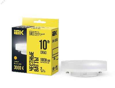 Лампа светодиодная LED 10вт GX53 тепло-белый таблетка ECO