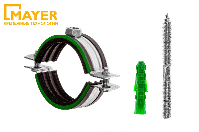 Хомут сантехнический Mayer со шпилькой 8х70 и дюбелем д/труб 1/2' (20-24мм) гайка М8