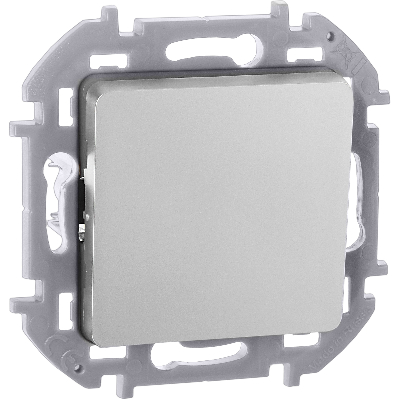 Выключатель 1-клавишный самовозвартный с нормально-открытым контактом 6А безвинтовое крепление алюминий INSPIRIA