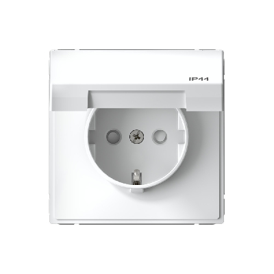 ARTGALLERY РОЗЕТКА с заземлением со шторками с    крышкой 16А, IP44, механизм, быстрозажимные       клеммы, белый