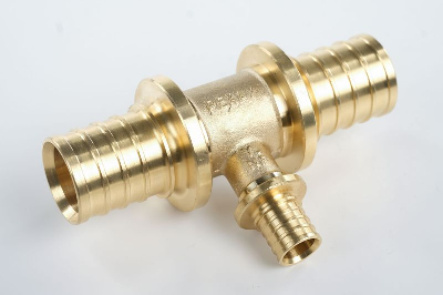 Тройник 32х16х32 переходной, аксиальный, латунь DZR