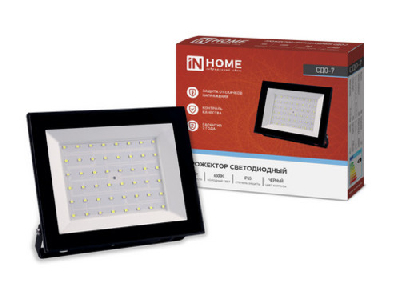 Прожектор светодиодный СДО-7 70 Вт 6500К IP65 черный IN HOME