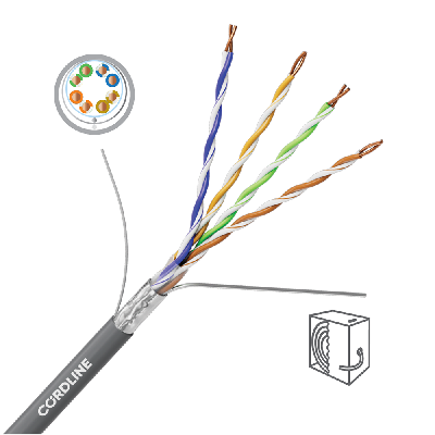 Кабель витая пара СORDLINE F/UTP 5e Сu 4х2х0.48 PVC IN MID серый 305м