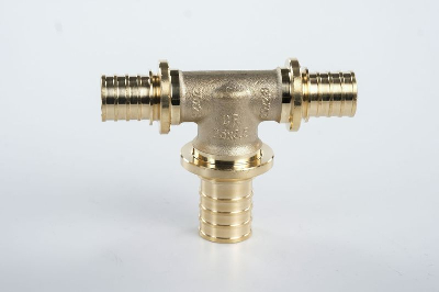 Тройник 20х25х20 переходной, аксиальный, латунь DZR