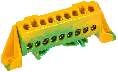 TEKFOR Шина PE земля в комбинированном DIN-изоляторе Стойка 6х9-9-ЖЗ IEK