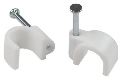 Скоба пластиковая крепежная круглая 10 мм белая NO-225-280 (10 шт/уп)