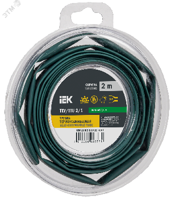 Трубка термоусадочная ТТУ нг-LS 2/1 зеленая (2м/упак) IEK