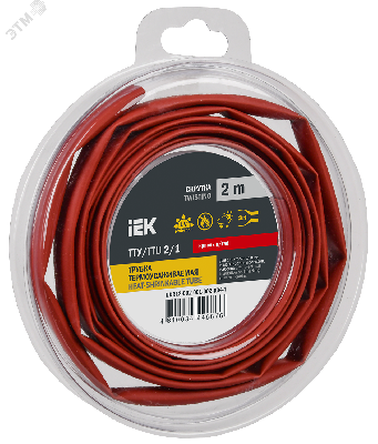 Трубка термоусадочная ТТУ нг-LS 2/1 красная (2м/упак) IEK