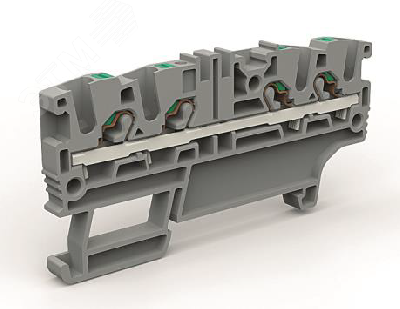 Проходная клемма 4 точки подключения на 2,5 кв.мм
