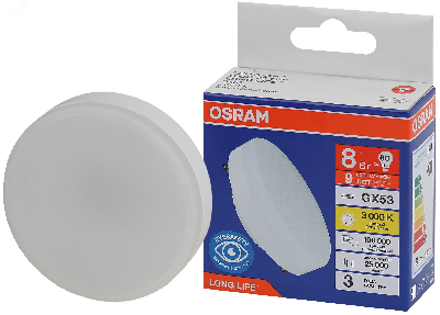 Лампа светодиодная LED 8Вт GX53 3000К 640Лм спот 220В (замена 60Вт) OSRAM