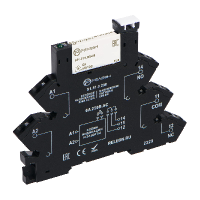 Модуль интерфейсный реле, 1 перекидной контакт 6А 230В AC/DC пружинные зажимы