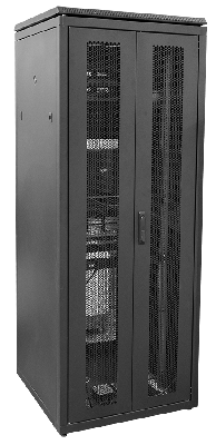 Шкаф напольный 48U 800х800мм дверь передняя       перфорированная задняя распашная перфорированная  черный RAL9005