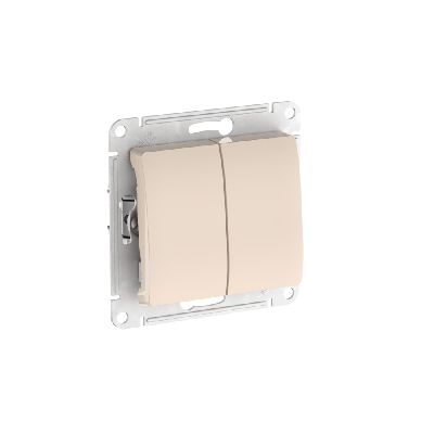 GLOSSA 2-клавишный ВЫКЛЮЧАТЕЛЬ, сх.5, 10АХ, быстрозажимные клеммы, БЕЖЕВЫЙ