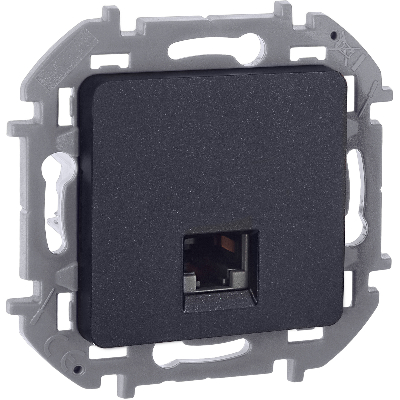 Розетка компьютерная RJ45 категория 6 UTP антрацит INSPIRIA