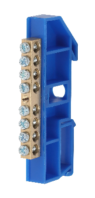 Шина N  ноль  на DIN-изол ШНИ-6х9-8-Д-синий