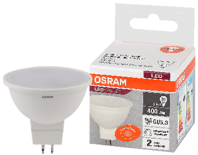 Лампа светодиодная LED 5 Вт GU5.3 4000К 400Лм спот 220 В (замена 35Вт) OSRAM
