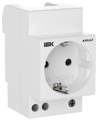 ARMAT Розетка на DIN-рейку 45мм с заземлением с защитными шторками 16А IEK