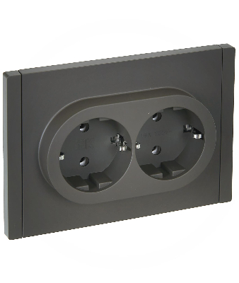 FORTE&PIANO Розетка 2-местная с заземлением без защитных шторок безвинтовое крепление 16А FP324 серый IEK