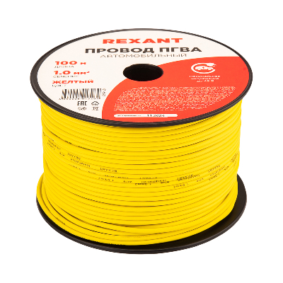 Провод ПГВА 1х1.00 мм2, желтый, бухта 100 м,