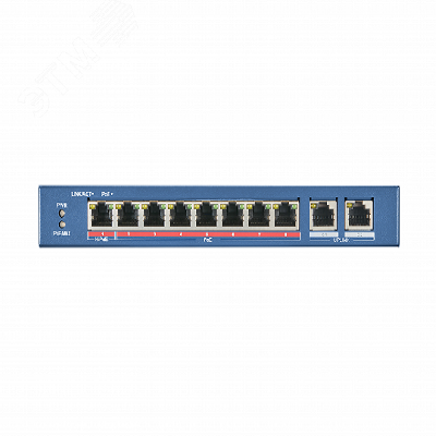 Коммутатор неуправляемый PoE 8 портов 10/100 Мб/с, 2хRJ45, грозозащита 6 кВ