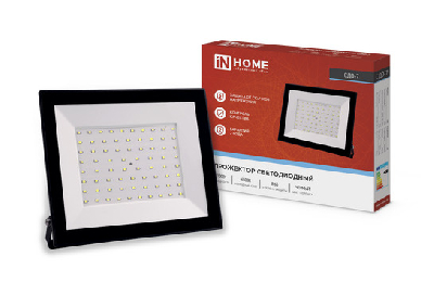Прожектор светодиодный СДО-7 100 Вт 6500К IP65 черный IN HOME