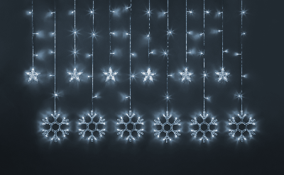 Гирлянда новогодняя светодиодная NGF-D032-02 бахрома звезды и снежинки CW 2.5*1м IP20
