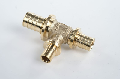 Тройник 25х16х20 переходной, аксиальный, латунь DZR