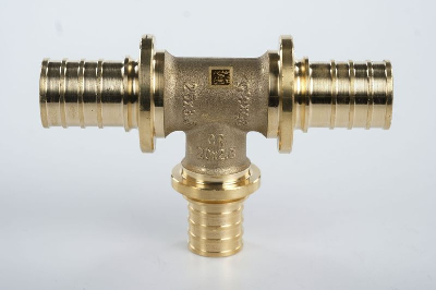 Тройник 25х20х25 переходной, аксиальный, латунь DZR