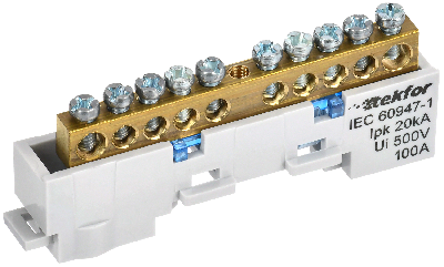 TEKFOR Шина N ноль неизолированная на универсальном держателе 6х9-10-С IEK