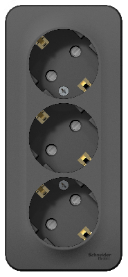 Розетка BLANCA наружная трехпостовая, с заземлением, со шторками, с изолирующей пластиной, 16А, 250В, антрацит