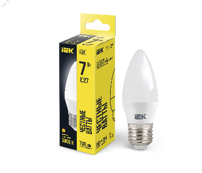 Лампа светодиодная LED 7вт Е27 тепло-белый матовая свеча ECO