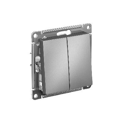 ATLASDESIGN 2-клавишный ПЕРЕКЛЮЧАТЕЛЬ, сх.6/2, 10АХ, быстрозажимные клеммы, СТАЛЬ