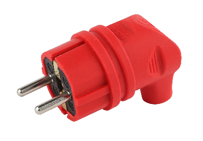 Вилка каучуковая с/з 90град 16A IP44 красная V9-RED-IP44 