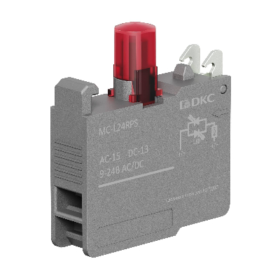 Контактный блок с клеммными зажимами под винт со светодиодом на 9-24В, красный