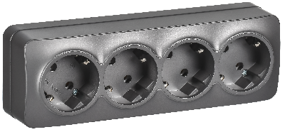 GLORY Розетка 4-местная для открытой установки с заземлением без защитных шторок 16А РС24-3-ХСм сталь матовый IEK