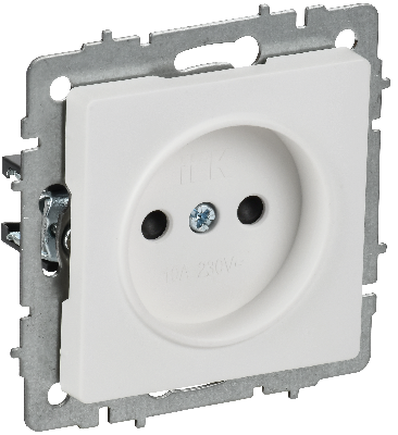 BRITE Розетка 1-местная без заземления с защитными шторками 10А РСш10-2-БрАБ арктический белый IEK