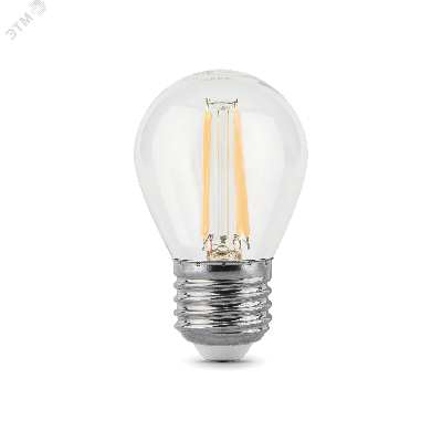 Лампа светодиодная филаментная LED 7 Вт 550 лм 2700К AC150-265В E27 шар P45 теплая  Black Filament Gauss