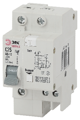 АД-12 (AC) C16 30mA 6кА 1P+N - SIMPLE-mod-29 Выключатель автоматический дифференциального тока S