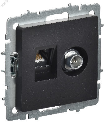 BRITE Розетка двойная TV+RJ45 кат.5E РТВ/РК12-БрЧ черный