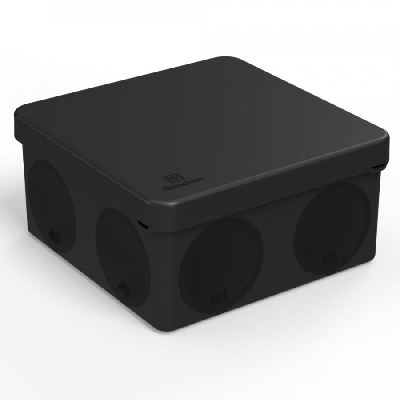 Коробка распределительная для прямого монтажа двухкомпонентная безгалогенная (HF) черная 100х100х50 (66шт/кор)
