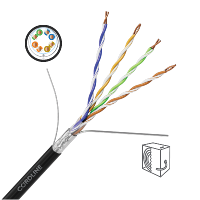 Кабель витая пара СORDLINE F/UTP 5e Сu 4х2х0.51 PE OUT PROF черный 305м